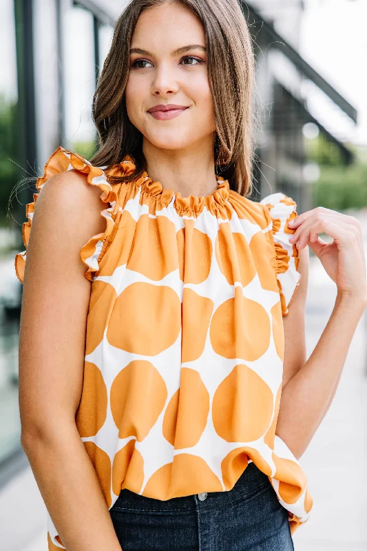 On My Mind Camel Brown Polka Dot Tank seamless tank top