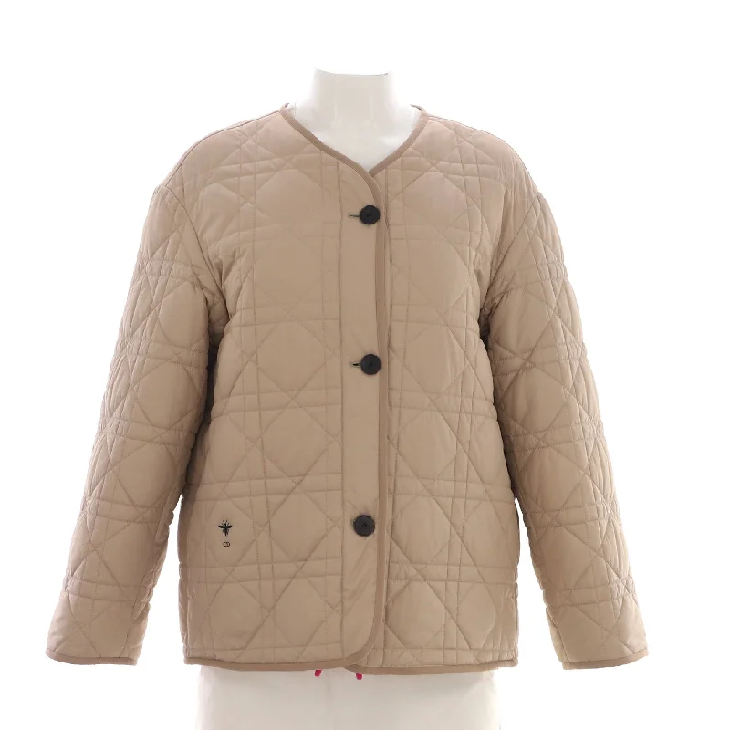 Women's Reversible Button Up Jacket Cannage Quilt Polyester and Sherpa Fleece Hooded Jacket Caped Jacket Shawl Collar Jacket