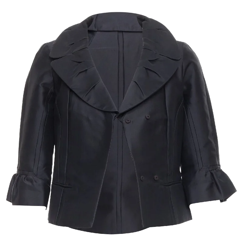 Louis Vuitton Marc Jacobs silk pleated collar crop jacket Stand-Up Collar Roll-Neck Collar Turtle Neck