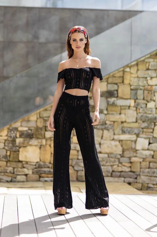 'AYLA' Knitted Co ord Crop top Black - CTJ007 Anti-Pilling Machine Wash Handmade