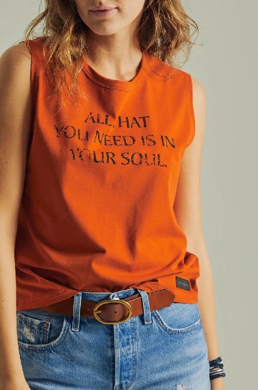 ALL THAT YOU NEED - Women's Rust Relaxed Tank striped tank top