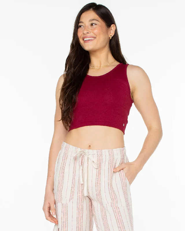 Good Keepsake Crop Top - Rumba Red Lace Blend Ribbed Blend Corduroy Blend