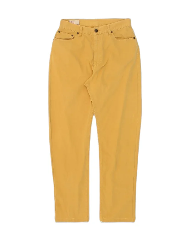 MARLBORO Womens Regular Fit Casual Trousers W29 L27 Yellow Cotton Trousers Winter Warm