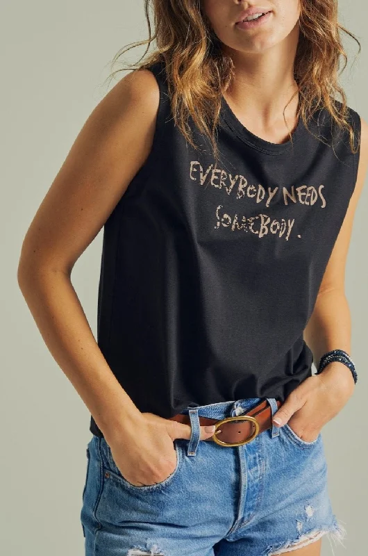 EVERYBODY NEEDS SOMEBODY - Women's Midnight Relaxed Tank lace back tank