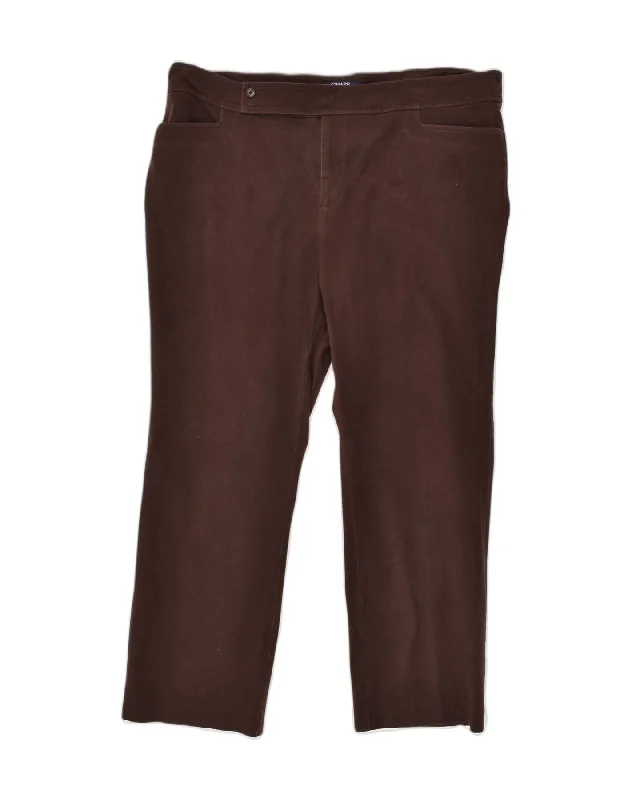 CHAPS Womens Slim Casual Trousers US 20 3XL W42 L30 Brown Cotton Trousers Business Professional