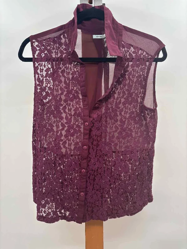 Kimchi Blue Women's Size S maroon Lace Tank sheer tank top