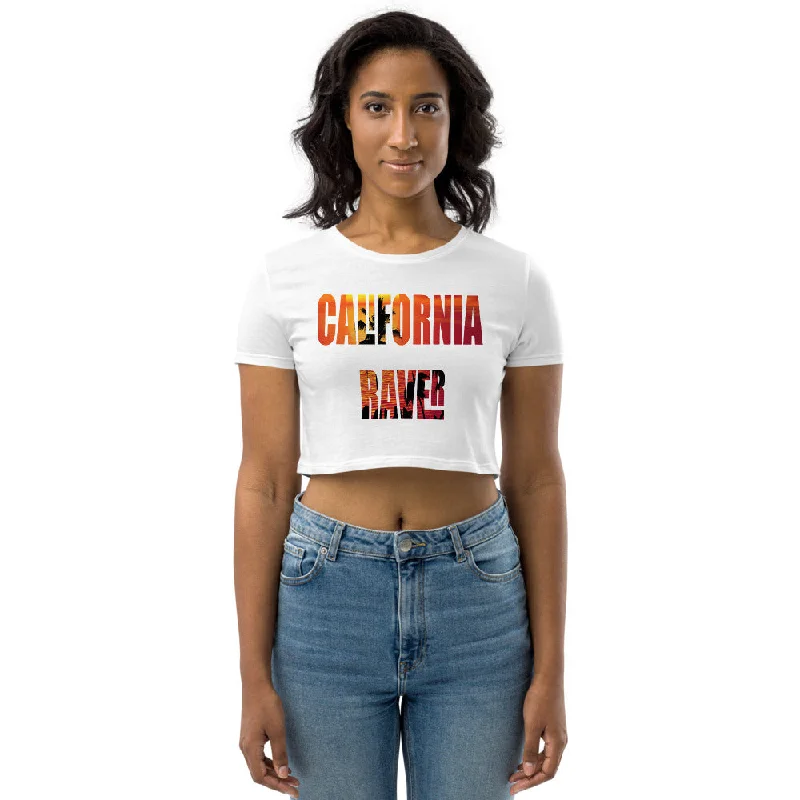 California Raver Organic Crop Top Summer Crop Top Casual Short Sleeve