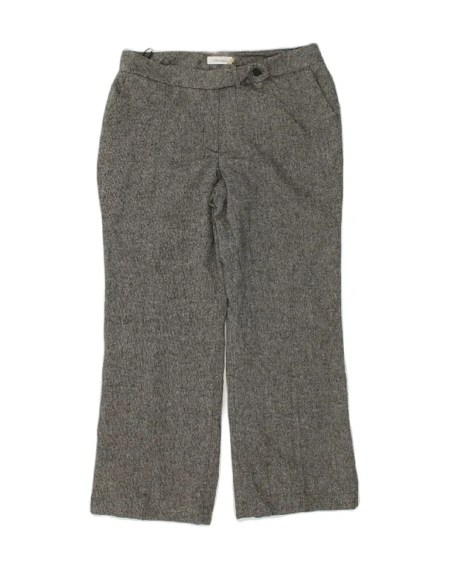 CALVIN KLEIN Womens Bootcut Suit Trousers US 12 Large W34 L30  Grey Trousers luxurious premium