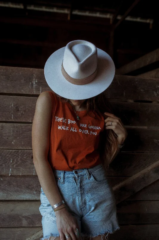 THESE BOOTS - Women's Rust Relaxed Tank cropped tank top