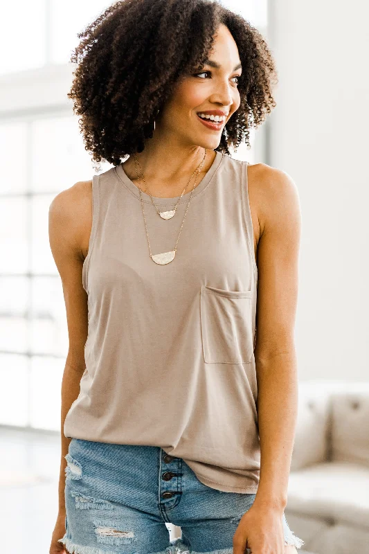 All In Good Fun Taupe Brown Tank boho tank top