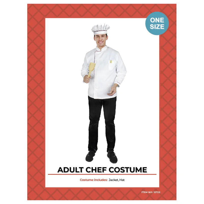 Adult Chef Jacket & Hat Costume Cardigan Sweater Pullover