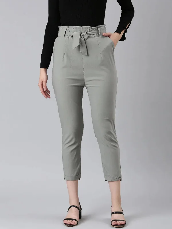 Women Grey Solid Peg Trouser-AE-7045-Grey Trousers Pleated Formal