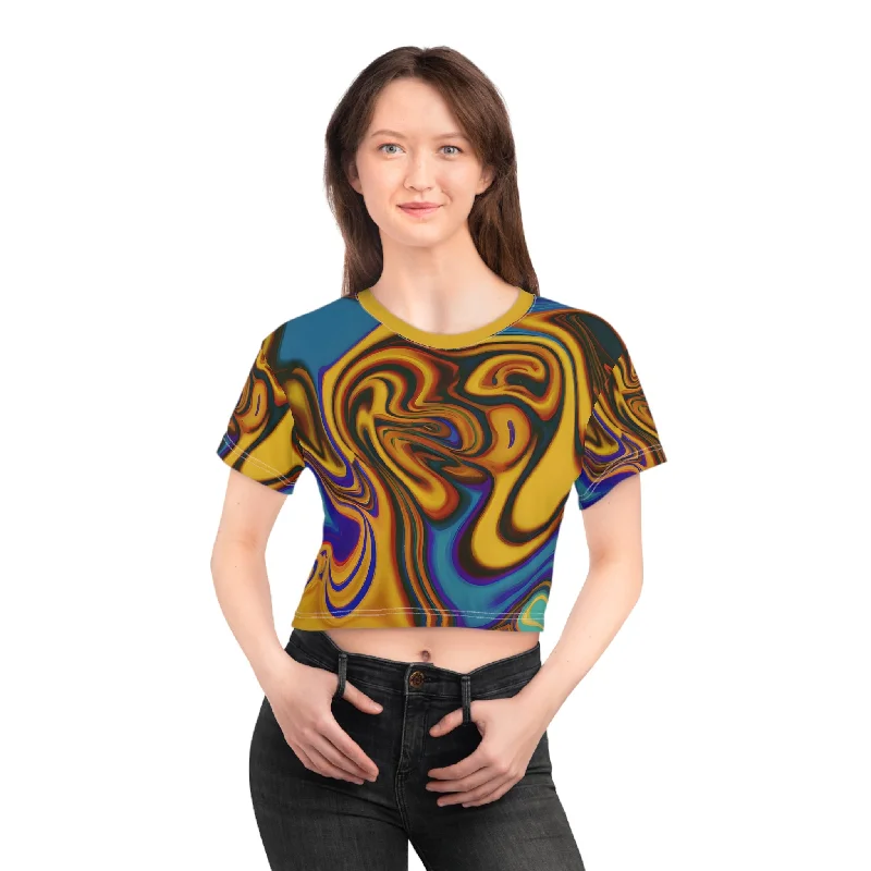 Transcendent Gold Crop Top Tee Casual Formal Business