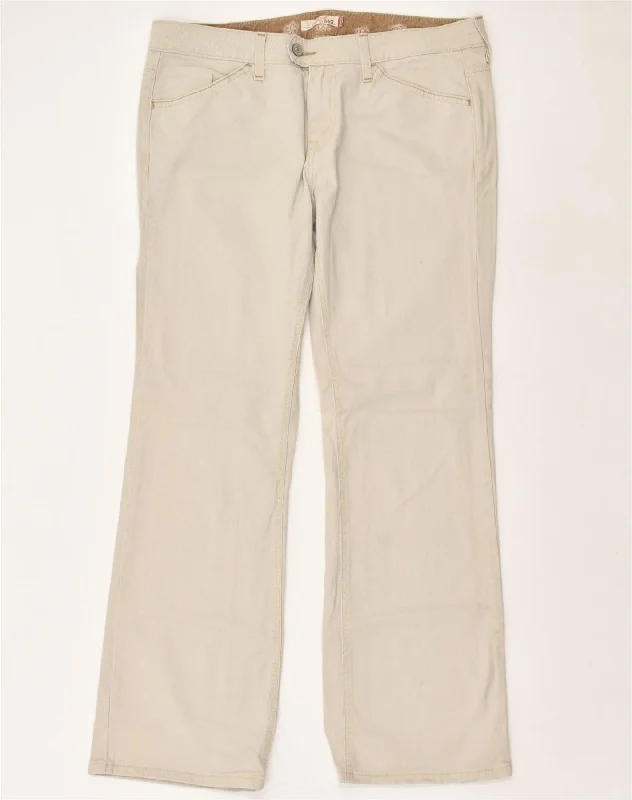 LEVI'S Womens Bootcut Casual Trousers US 12 Large W34 L30  Beige Cotton Skinny Trousers Denim Stretchy