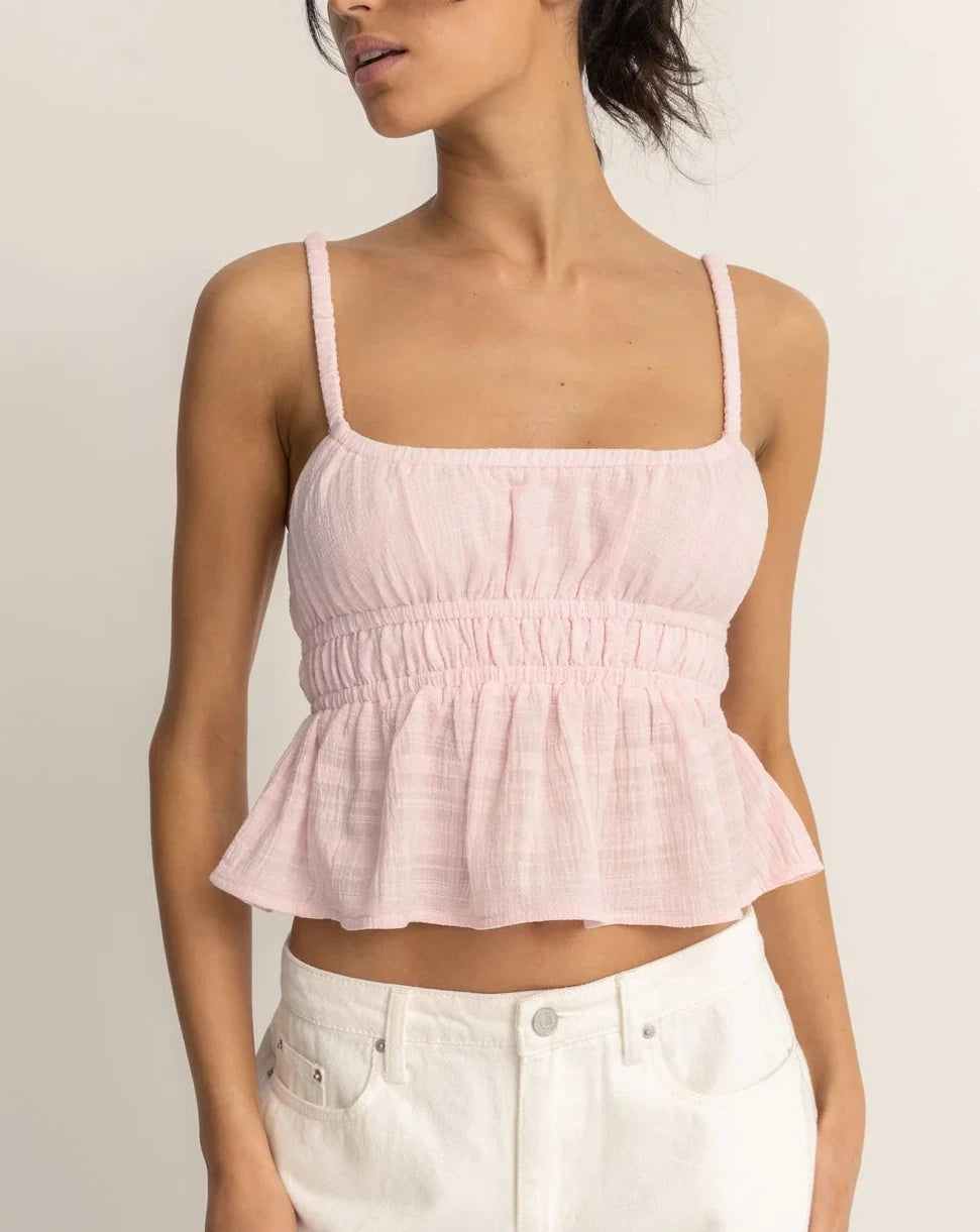 Babydoll Tank in Pink high neck tank