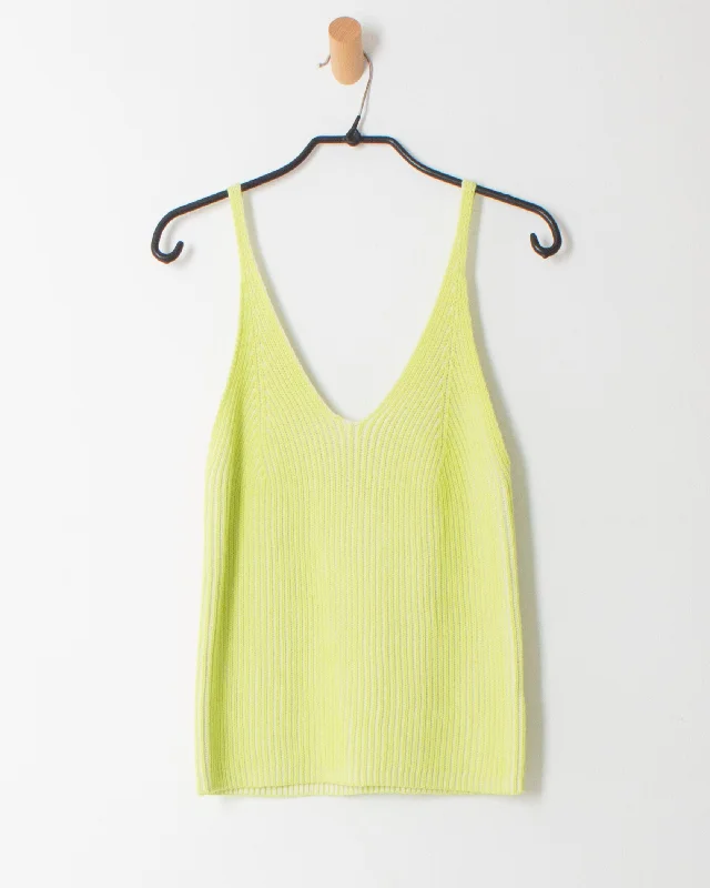 Edith Knit Tank in Citron peekaboo tank top