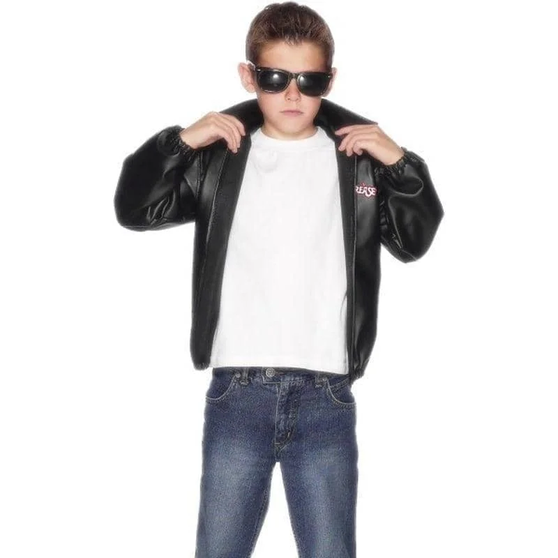 Grease T Birds Jacket Kids Black Boat Neck Shawl Collar Notched Collar