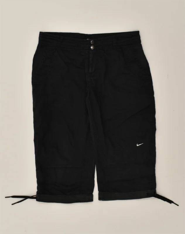 NIKE Womens Dri Fit Capri Chino Trousers US 6 Medium W29 L15 Black Cotton Trousers Travel Practical