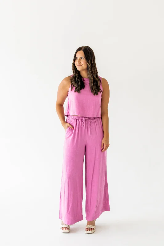 Katelyn Linen Tank & Pant Set | Orchid bronze tank top