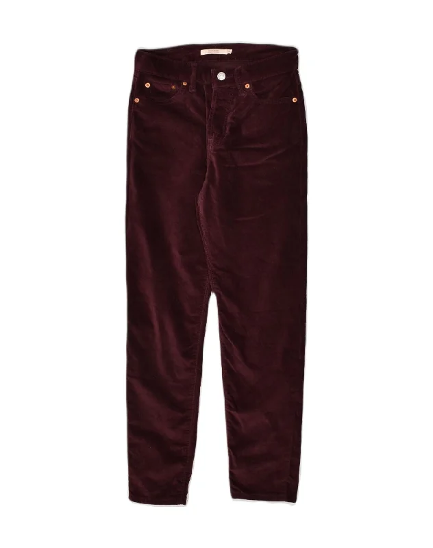 LEVI'S Womens Skinny Casual Trousers W26 L25 Burgundy Cotton Trousers Bootcut Casual