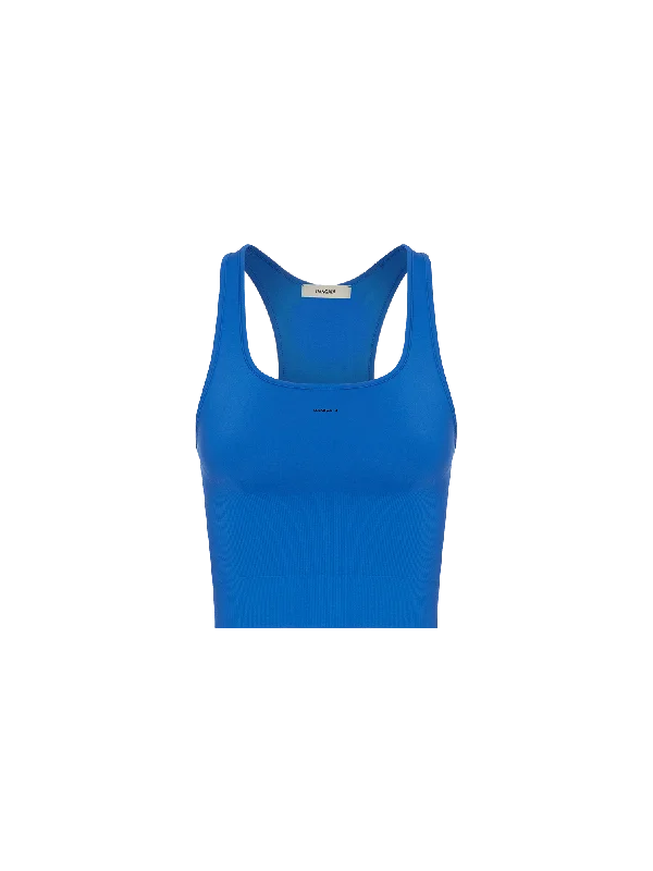 Women's Plant-Stretch Compressive Ribbed Tank Top—Cobalt Blue gold tank top