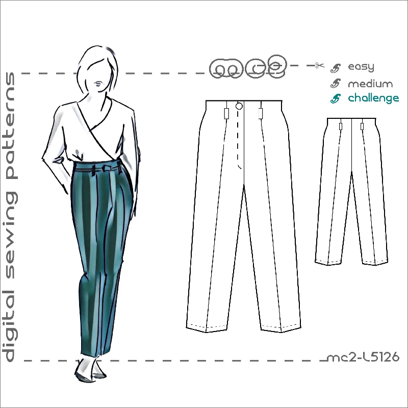 Classic Highwaisted Trousers with Built-on-Waistband Trousers stylish modern