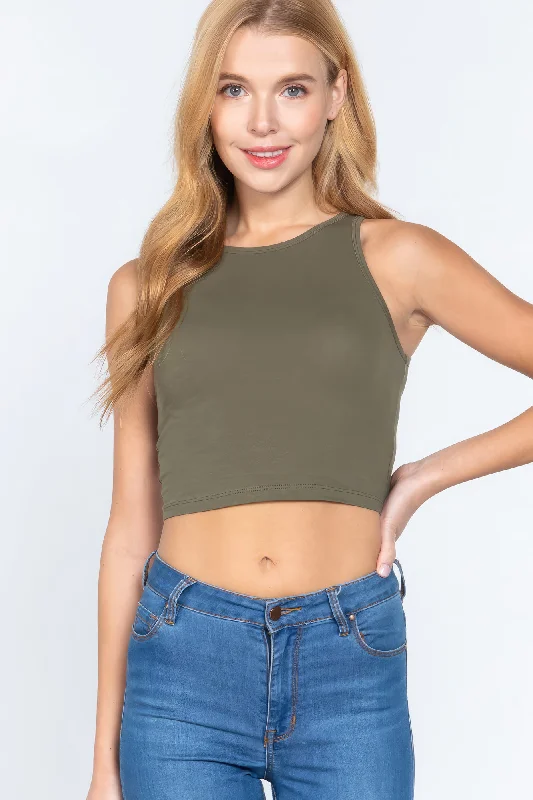 Halter Neck Crop Top Chenille Blend Fleece Blend Nylon Blend