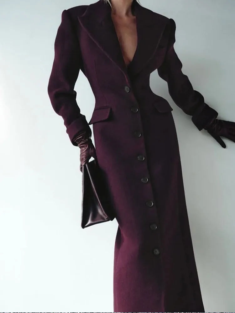 Elegant Wine Red Waist Up Wool Blend Long Jacket Women Chic Lapel Collar Single Breast Overcoat 2025 Autumn Lady High Streetwear Hooded Jacket Caped Jacket Shawl Collar Jacket