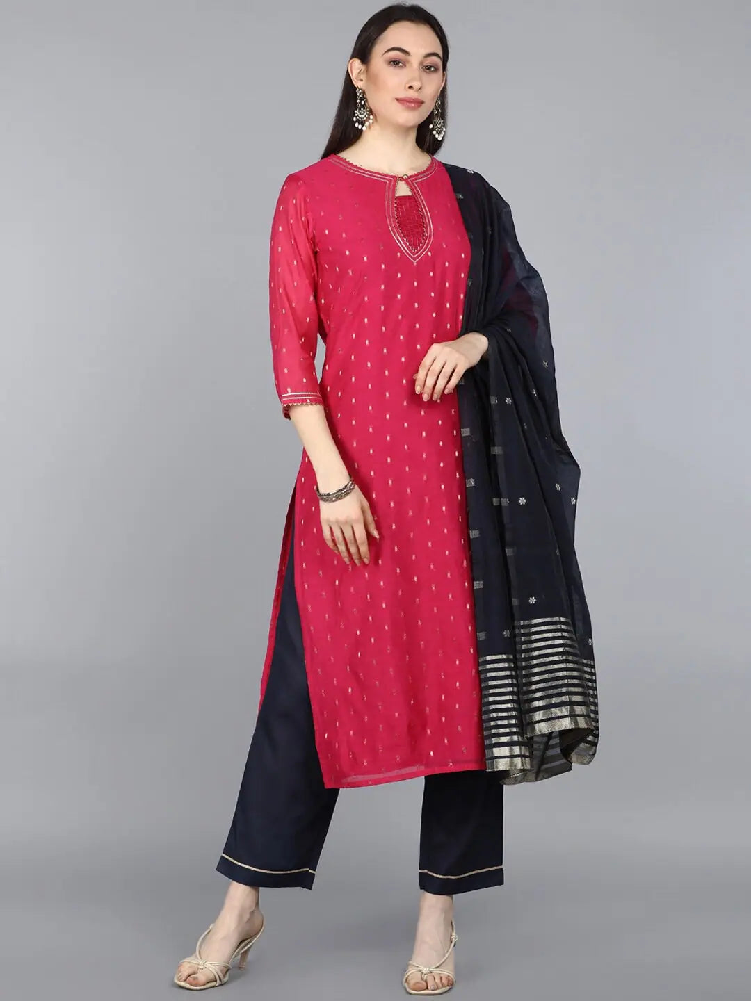 Ahika Cotton Floral Printed Kurta Trousers With-VKSKD1077B_XS Trousers Ceremony Elegant