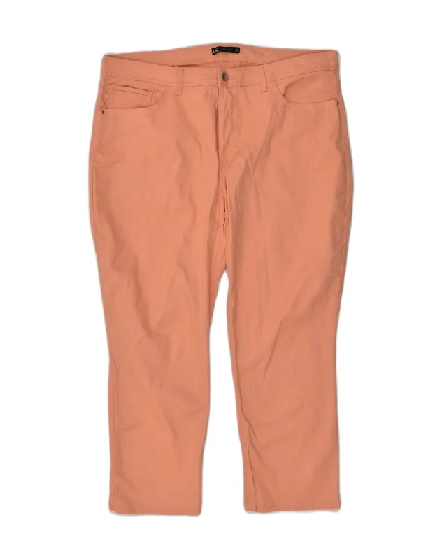 LEE Womens Slim Crop Casual Trousers US 18 2XL W38 L25 Orange Cotton Trousers Flared Retro