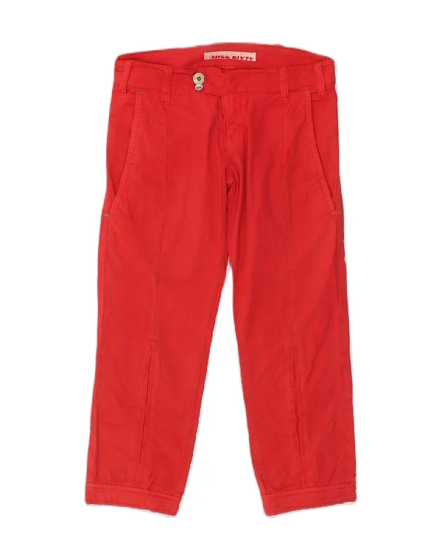 MISS SIXTY Womens Crop Casual Trousers W28 L23  Red Cotton Trousers Modern Contemporary