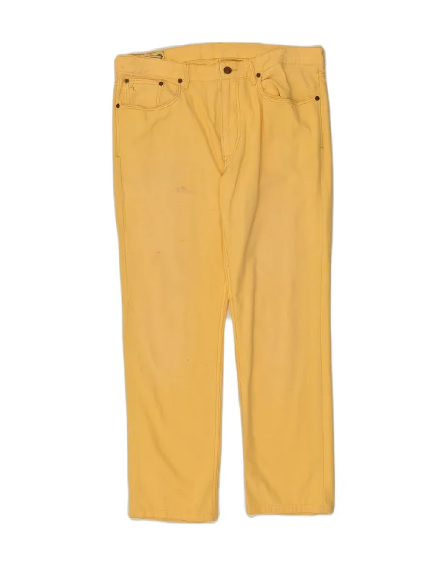 POLO RALPH LAUREN Womens Straight Casual Trousers W34 L32  Yellow Cotton Trousers Lace Delicate