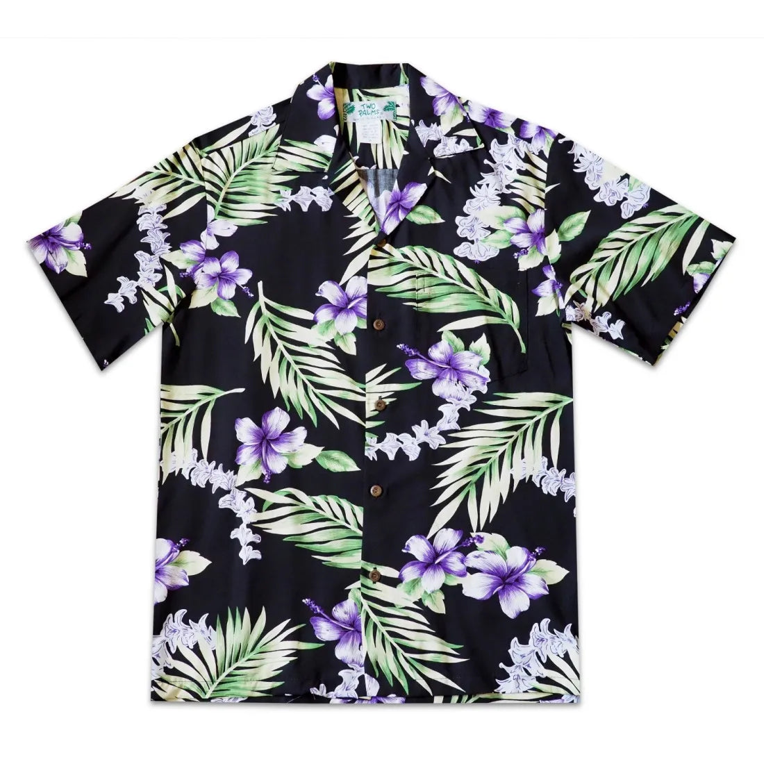 Atoll Black Hawaiian Rayon Shirt Elasticated Padded Insulated